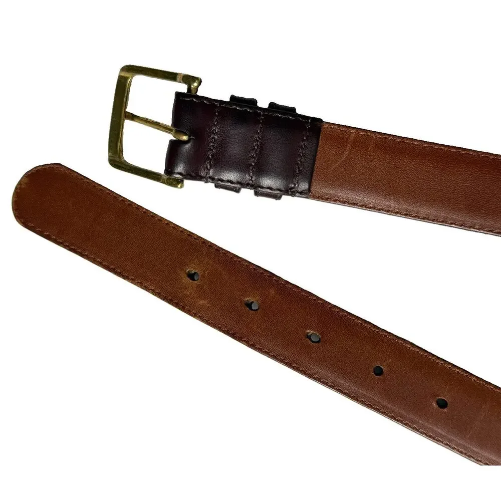 Coach Vintage Mens Belt Size 34 Genuine Cowhide Leather Brass Buckle Dk Brown